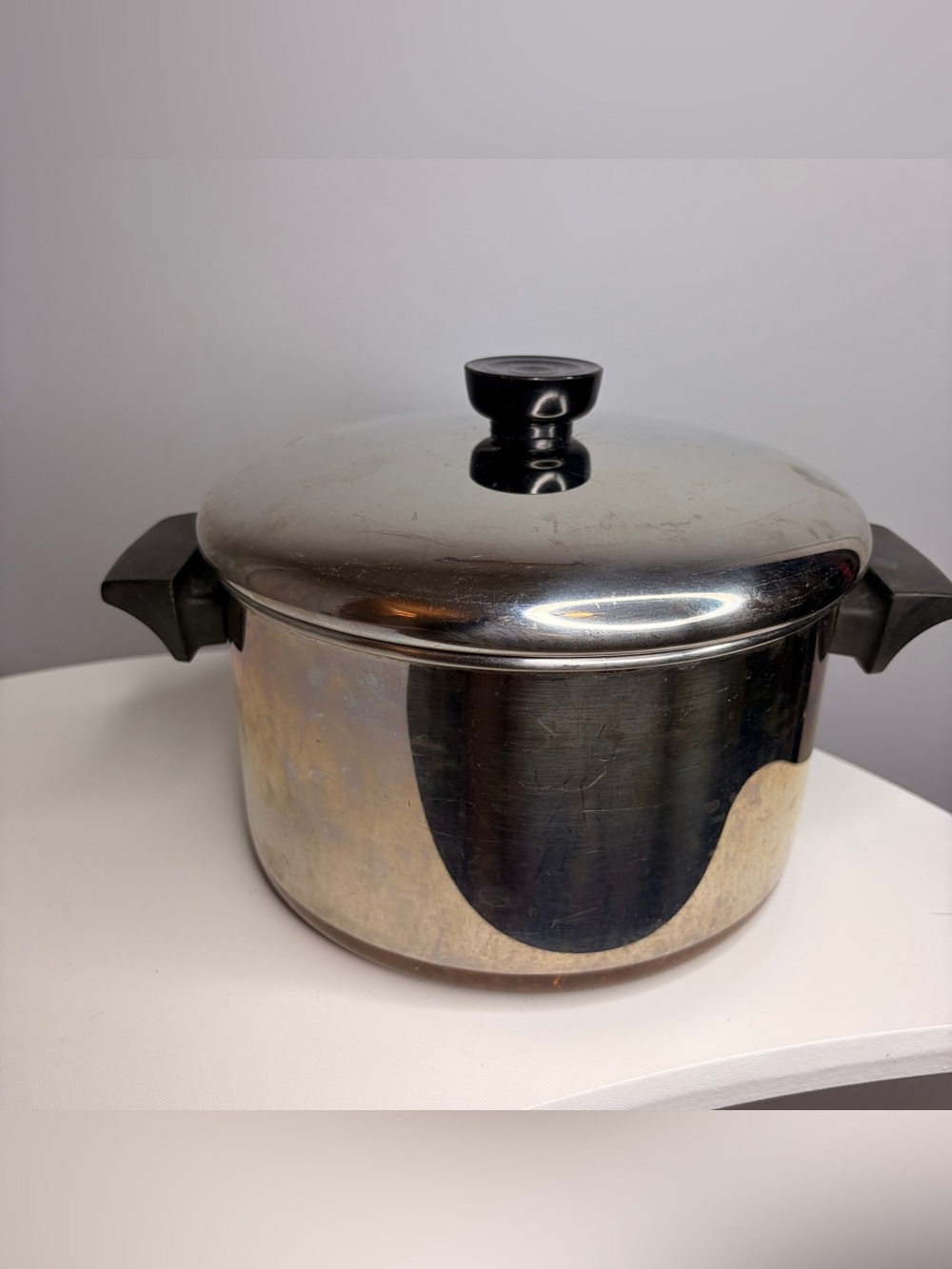 Vintage Revere Ware Copper Clad Stainless Steel  Stockpot - 4qt